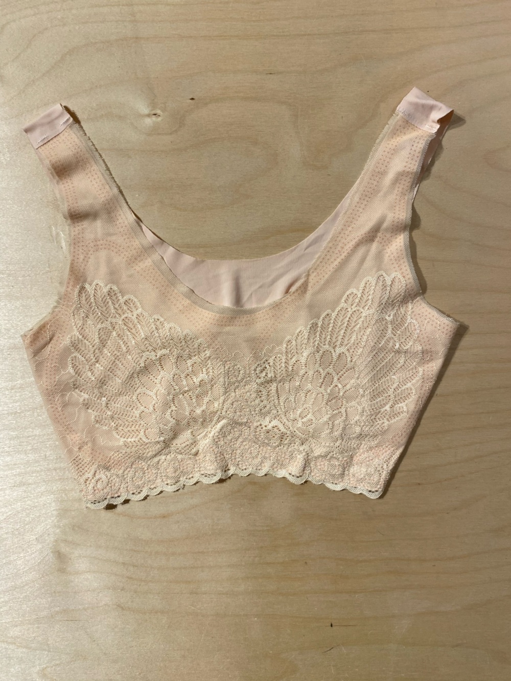 Peach Lace Comfort Bralette - Soft Support Tank Style XL (RG)